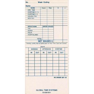 QR-120W & QR-550 Time Card (Box 1000)