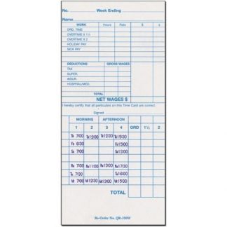 QR-350W Time Card (Box 1000)